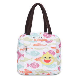 NFI essentials Printed Lunch Bag Thermal portable Tiffin Bag for Food Travel & Picnic , Lunch Bag for office Oxford Cloth Fabric Multicolor