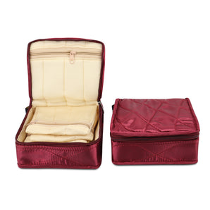 NFI essentials Small Jewellery Organizer With Multiple Compartment Bangle Holder Organizer Pouch Travel Storage case for Women