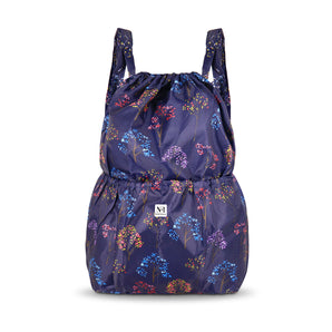 NFI essentials Floral Print Drawstring Backpack for Women Foldable Sport String Bag Sackpack for Gym, College, Yoga, Shopping
