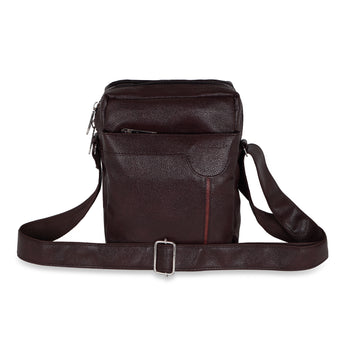 NFI essentials Men's Leather Side Stylish Cross Body Travel Office Business Messenger Bag for Men & Women (Dark Brown) - AYAHA ENTERPRISES PRIVATE LIMITED