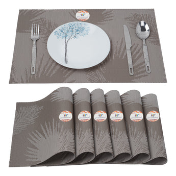 NFI essentials PVC Dinning Table Mats | Dinner Placemats | Multipurpose Dinner & Kitchen Coaster for Dinning Table (Set of 6 Pcs) (Brown) - AYAHA ENTERPRISES PRIVATE LIMITED