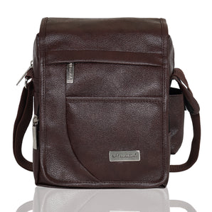 NFI essentials Men's Leather Side Bag Stylish Cross Body Travel Office Business Messenger Bag for Men & Women (Dark Brown) - AYAHA ENTERPRISES PRIVATE LIMITED