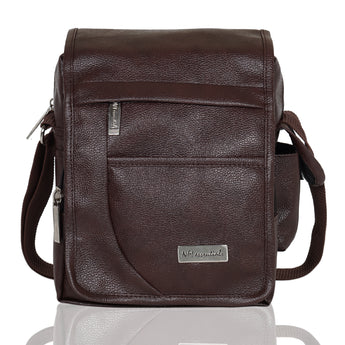 NFI essentials Men's Leather Side Bag Stylish Cross Body Travel Office Business Messenger Bag for Men & Women (Dark Brown) - AYAHA ENTERPRISES PRIVATE LIMITED