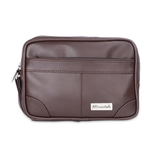 NFI essentials Leatherette Travel Wrist Pouch for Mens (Brown)