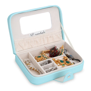 NFI essentials Portable Jewellery Organizer Box, Small Jewelry Boxes Display Storage Case with Snap button for Rings Necklace Earrings