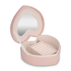 NFI essentials Heart Shape PU Leather Travel Jewellery Storage Box Organizer Display Storage Case