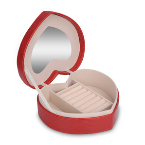NFI essentials Heart Shape PU Leather Travel Jewellery Storage Box Organizer Display Storage Case