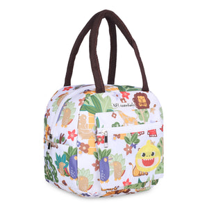 Printed Lunch Bag, Thermal Portable Tiffin Bag for Food Travel, Picnic, Office (Multicolor)