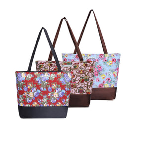 NFI essentials Tote Bag for Women with Zip, Stylish Polyester Canvas Blend Handbag