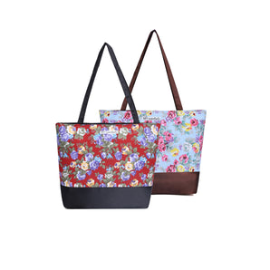 NFI essentials Tote Bag for Women with Zip, Stylish Polyester Canvas Blend Handbag