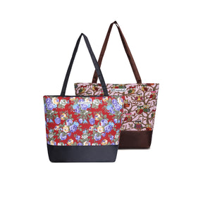 NFI essentials Tote Bag for Women with Zip, Stylish Polyester Canvas Blend Handbag