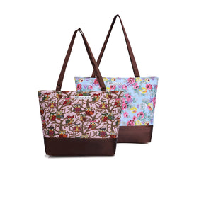 NFI essentials Tote Bag for Women with Zip, Stylish Polyester Canvas Blend Handbag