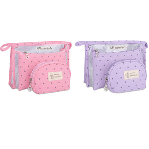 NFI essentials 3 Pc Cosmetic Pouch Makeup Pouch Vanity Pouch Travel Organizer Toiletry Pouch for Women Large, Medium, Small Makeup Bag