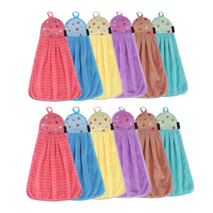 NFI essentials Hanging Hand Towel Velvet Napkin for Kitchen and Wash Basin Towel (Set of 12)