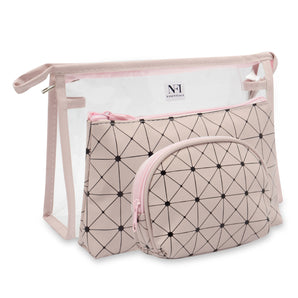 NFI essentials Set of 3 Cosmetic pouch Makeup pouch Vanity Pouch Travel Organizer Toiletry Pouch for Women Zippered Pouch Set, Large, Medium, Small Makeup Bag - AYAHA ENTERPRISES PRIVATE LIMITED