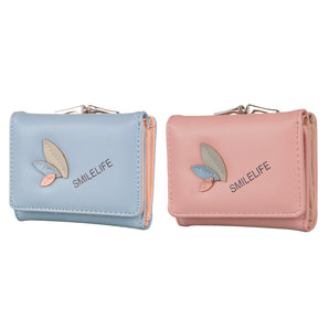 NFI essentials Fashion PU Leather Women's Mini Clutch Wallet | Girls Leaf Bi-fold Card Holder | Womens Purse Small Clutch Wallet