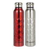 NFI essentials Stainless Steel Single Walled Fridge Water Bottle, 1000ml, Rhombus Design, Leak proof, SS Water Bottle - AYAHA ENTERPRISES PRIVATE LIMITED