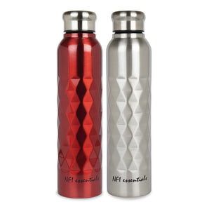 NFI essentials Stainless Steel Single Walled Fridge Water Bottle, 1000ml, Rhombus Design, Leak proof, SS Water Bottle - AYAHA ENTERPRISES PRIVATE LIMITED