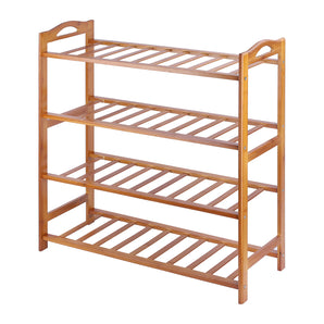 NFI essentials 4 Tier Bamboo Wood Shoe Rack MultiPurpose Foldable Rack for Storage Shoes Slipper Chappal Stand Shelf Organizer for Home Kitchen Space Saving Portable Stand