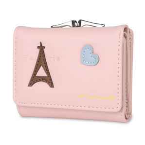 NFI essentials Paris Eiffel Tower Multi Fold Women's Wallet, Holding Credit Card Cash & Coins Small Purse Clutch for Girls Mini Wallet
