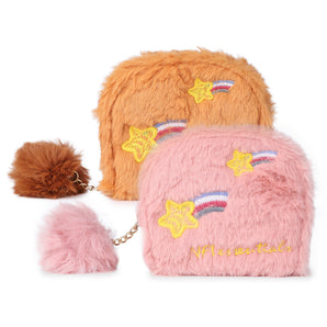 NFI essentilas Fashion Soft Fur Semicircle Clutch Wallet for holding Card ,Coin with Zipper Closure for Women & Girls Small Clutch Wallet