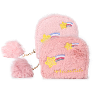 NFI essentilas Fashion Soft Fur Semicircle Clutch Wallet for holding Card ,Coin with Zipper Closure for Women & Girls Small Clutch Wallet