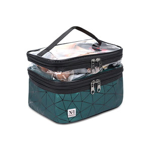 NFI essentials Transparent Makeup Bags Double Layer Travel Cosmetic Cases Make up Organizer