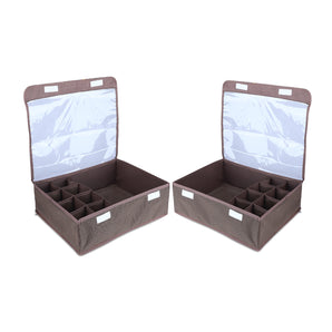 NFI essentials Foldable Cloth Standard Storage Box 9 Slots Cube Basket Bins Containers Divider with Drawers for Underwear, Bras