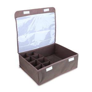 NFI essentials Foldable Cloth Standard Storage Box 9 Slots Cube Basket Bins Containers Divider with Drawers for Underwear, Bras