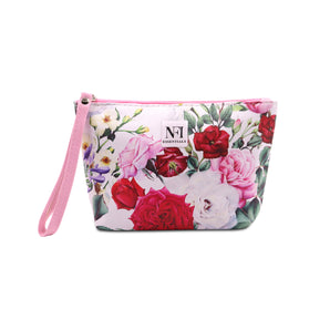 "Floral Print Cosmetic Pouch | Makeup Pouch | Vanity Case | Travel Organiser | Size: 21x13x6.5cm - NFI essentials