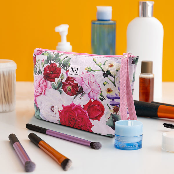 NFI essentials Pouch : Buy NFI Essentials PU Floral Print Makeup Pouch for  Women Pink Online