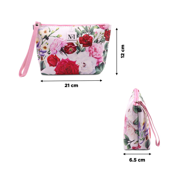 NFI essentials Pouch : Buy NFI Essentials PU Floral Print Makeup Pouch for  Women Pink Online