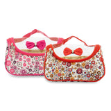 Floral Print Vinyl Cosmetic Pouch | Makeup Pouch | Travel Organiser | Size 21x10x10cm | Pack of 2  (Pink & Red) - NFI essentials