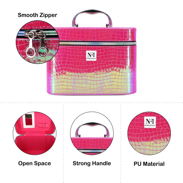 NFI Essentials Makeup Bag Set of 3 Cosmetic Box Jewellery Bridal Box  Trousseau Box (Pink): Buy NFI Essentials Makeup Bag Set of 3 Cosmetic Box  Jewellery Bridal Box Trousseau Box (Pink) Online