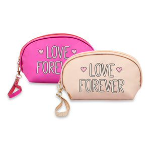 Flashy Cosmetic Pouch | Makeup Pouch | Travel Organiser | Size 24x13.5x8.5cm | Pack of 2 (Dark Pink & Gold) - NFI essentials