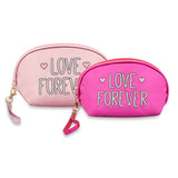 Flashy Cosmetic Pouch | Makeup Pouch | Travel Organiser | Size 24x13.5x8.5cm | Pack of 2 (Dark Pink & Light Pink) - NFI essentials