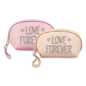 Flashy Cosmetic Pouch | Makeup Pouch | Travel Organiser | Size 24x13.5x8.5cm | Pack of 2 (Light Pink & Gold) - NFI essentials