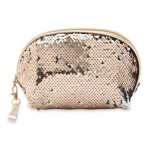 Sequin Design Cosmetic Pouch | Makeup Pouch | Travel Organiser | Size 24x13.5x8.5cm (Gold) - NFI essentials