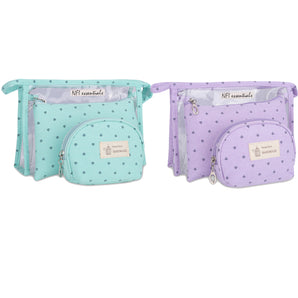 NFI essentials 3 Pc Cosmetic Pouch Makeup Pouch Vanity Pouch Travel Organizer Toiletry Pouch for Women Large, Medium, Small Makeup Bag